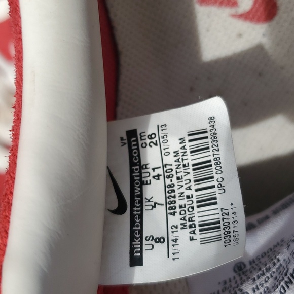 Nike Air Force 1 Suede Sneakers in University Red. Men's Size 8 - Picture 9 of 16